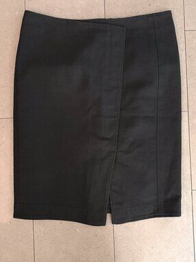 Luisa Cerano black asymmetrical cotton lined mini skirt-Size 8